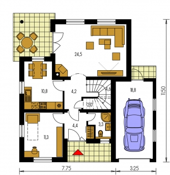 Floor plan of ground floor - KLASSIK 153